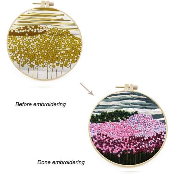 Embroidery Kit for Beginners Adults with Flower Pattern, Cross Stitch Kits - Picture 2 of 7